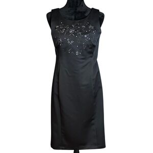 Rabbit Rabbit Rabbit Designs Petite 8P Black‎ Dress Embroidered Sheath Formal
